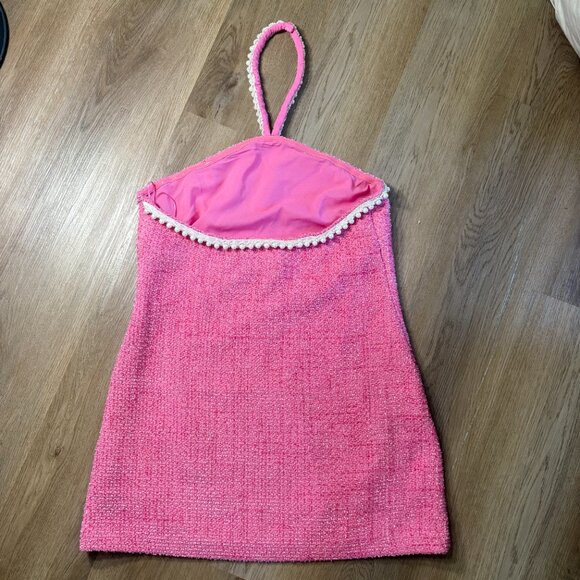 Tuckernuck Petra Mini Dress size XL Pink Tweed & Pearl Hyacinth House halter - Picture 13 of 14